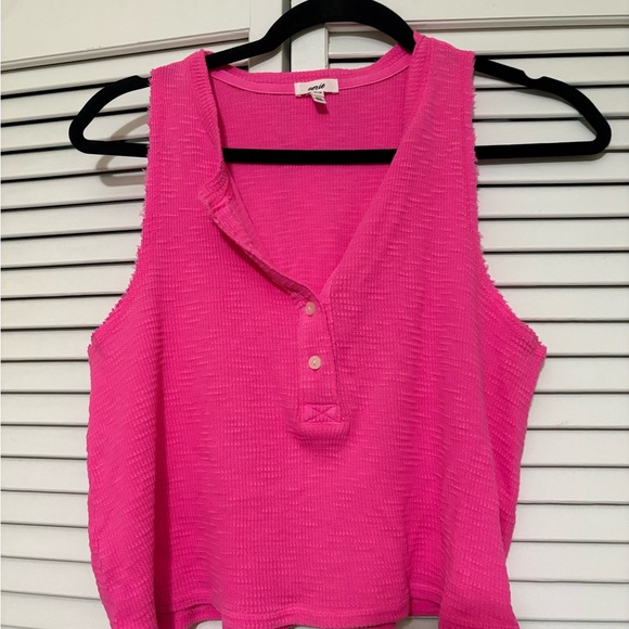 aerie Tops - Aerie Fuchsia Button-Front Tank Top